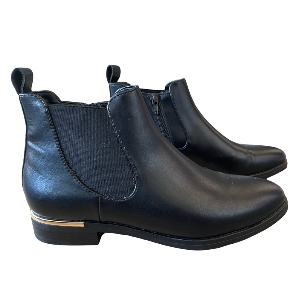 Graceland Black Chelsea Boots Gold Heel Detail EU Size 39